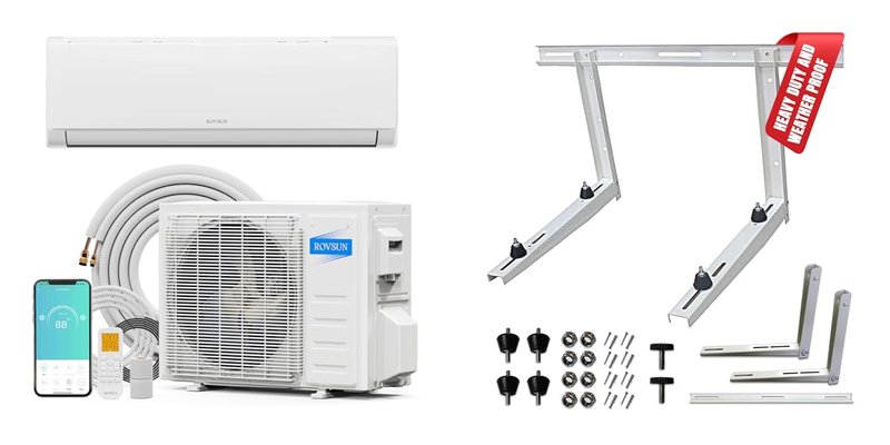 Mini Split AC Condensers With Pads, Brackets, and Covers for Efficient Cooling